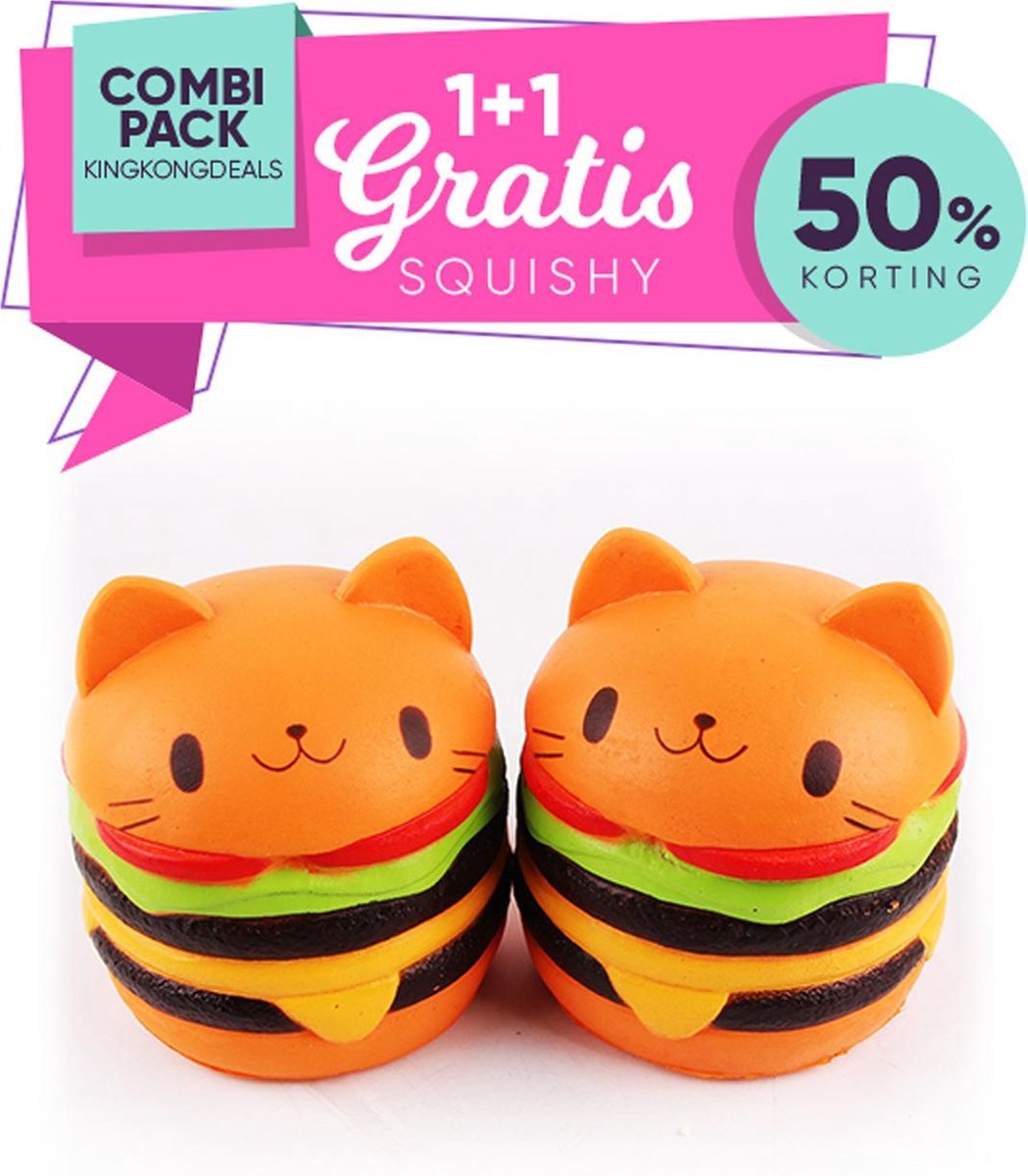 2 Squishies | Hamburger + Hamburger | Combipakket | Alternatief Squishies van Mostcutest